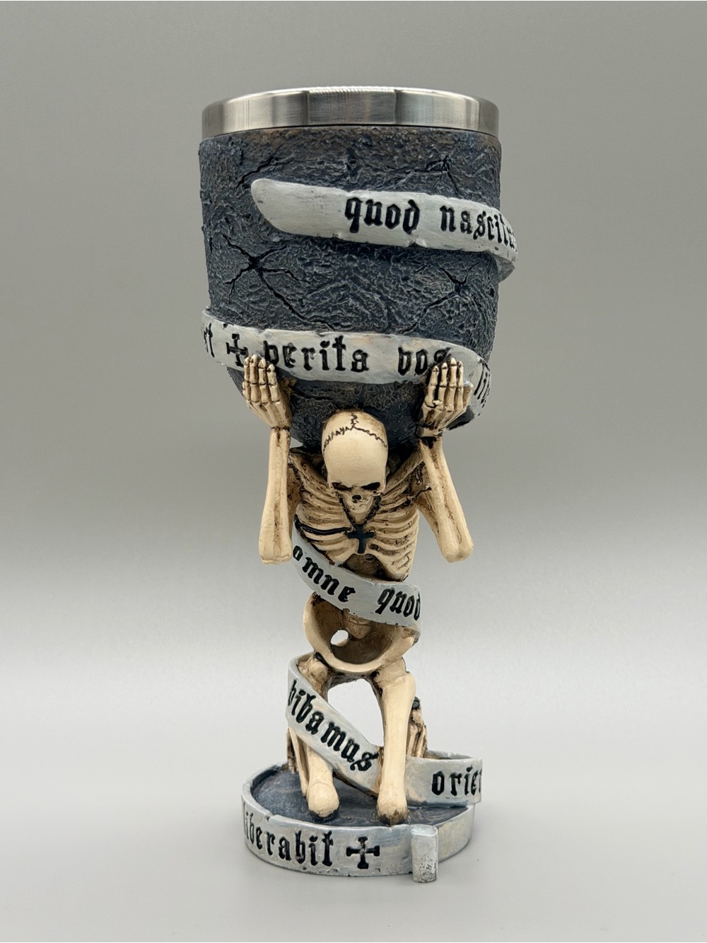 Anne Stokes Nemesis Now The Truth Goblet Skeleton Latin Scroll Gothic Chalice